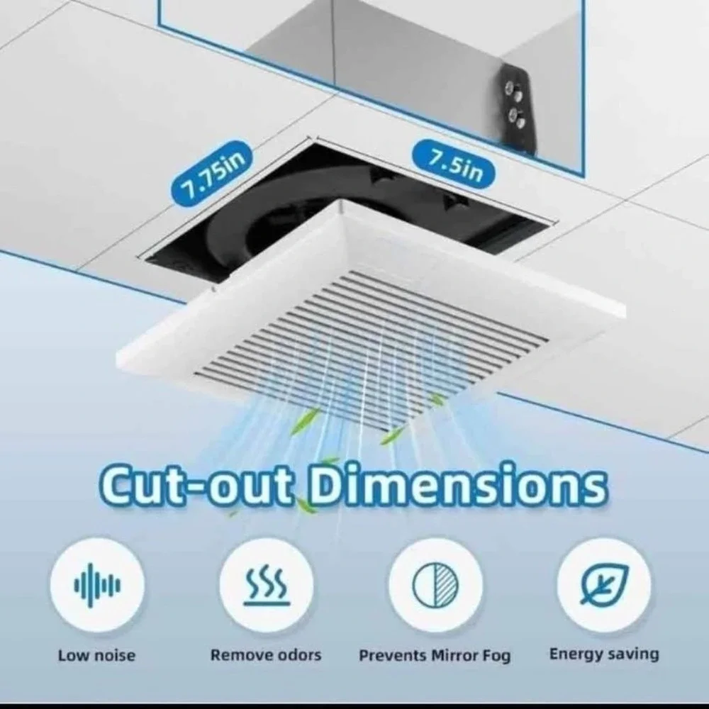 Bathroom Exhaust Fan 110 CFM Quiet Ceiling Ventilation 4 Inch Duct 107 Sq Ft